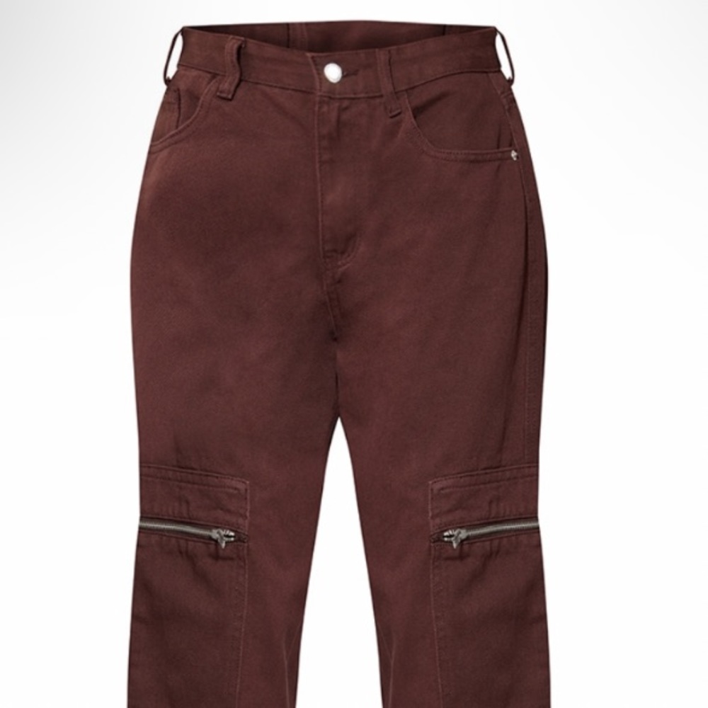 PRETTYLITTLETHING Chocolate Wide Leg Cargo Jeans